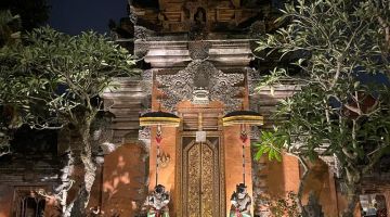Bali lit up temple Ubud