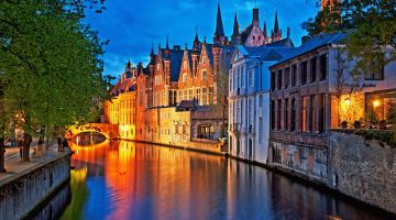 canal at night Bruges, Belgium